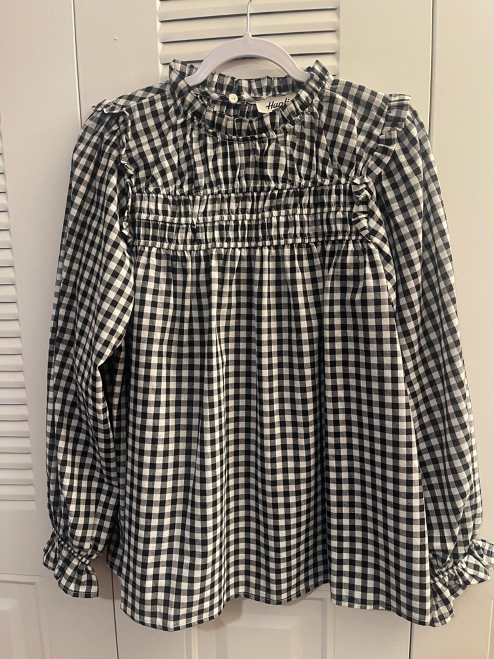 Handmade Black & White Gingham Smocked Tunic